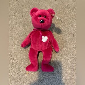 Ty Fuchsia Bear with Heart Accent